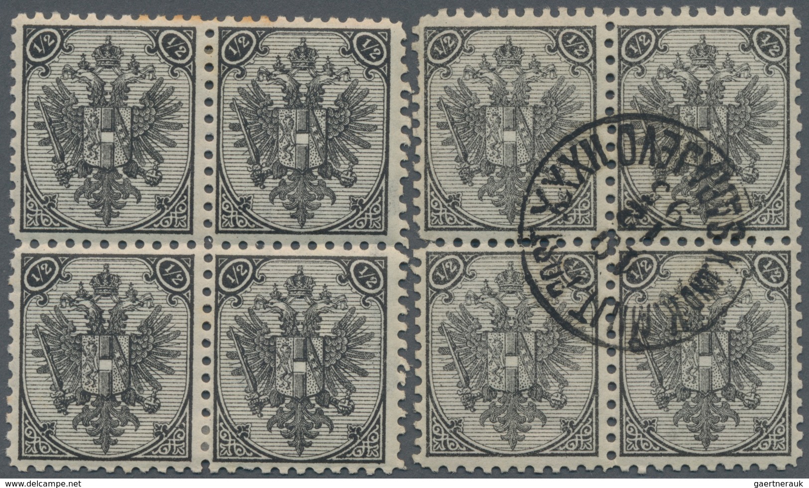 Bosnien Und Herzegowina: 1879/1899, Definitives "Double Eagle", ½kr. Black, Specialised Assortment O - Bosnie-Herzegovine
