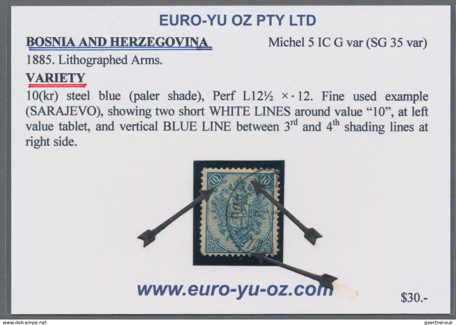 Bosnien und Herzegowina: 1879/1899, Definitives "Double Eagle", 10kr. blue, specialised assortment o