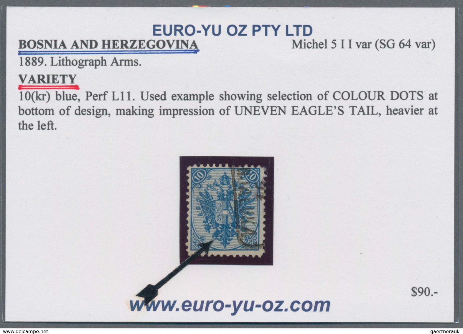 Bosnien und Herzegowina: 1879/1899, Definitives "Double Eagle", 10kr. blue, specialised assortment o