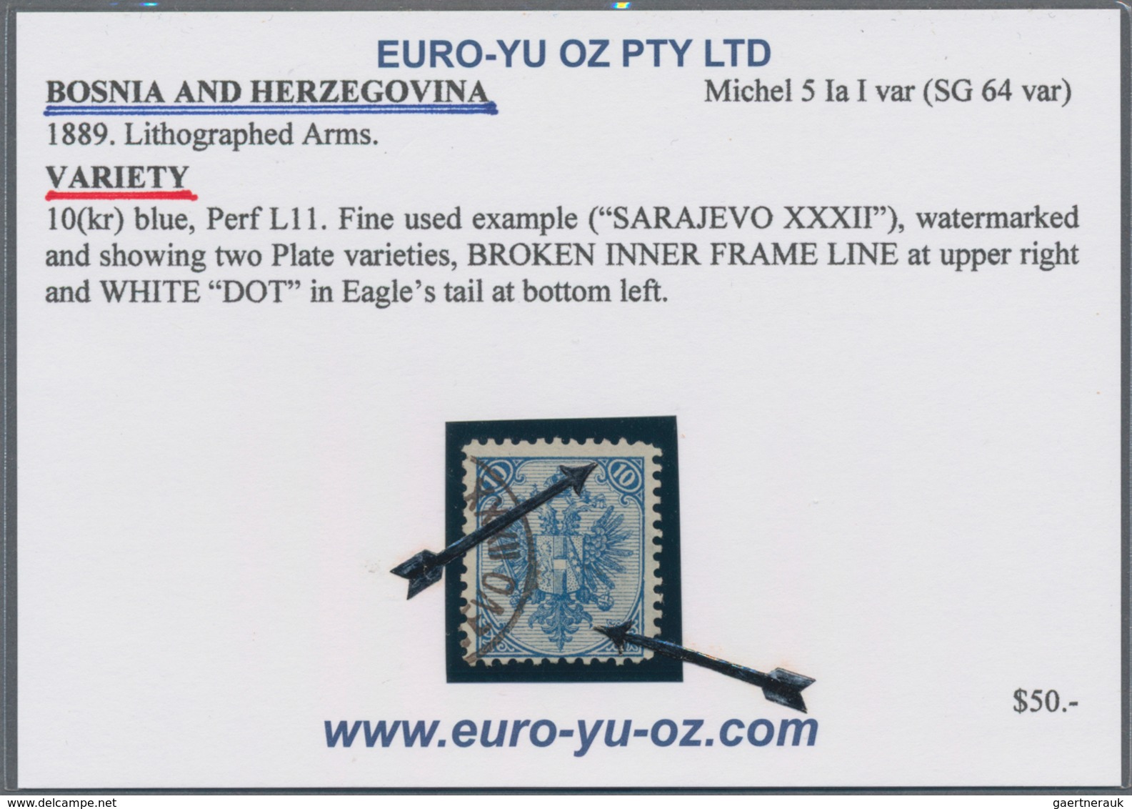 Bosnien und Herzegowina: 1879/1899, Definitives "Double Eagle", 10kr. blue, specialised assortment o