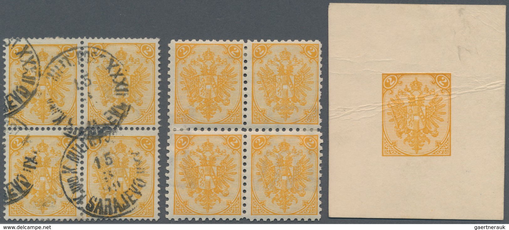 Bosnien Und Herzegowina: 1879/1899, Definitives "Double Eagle", 2kr. Yellow, Specialised Assortment - Bosnia Herzegovina
