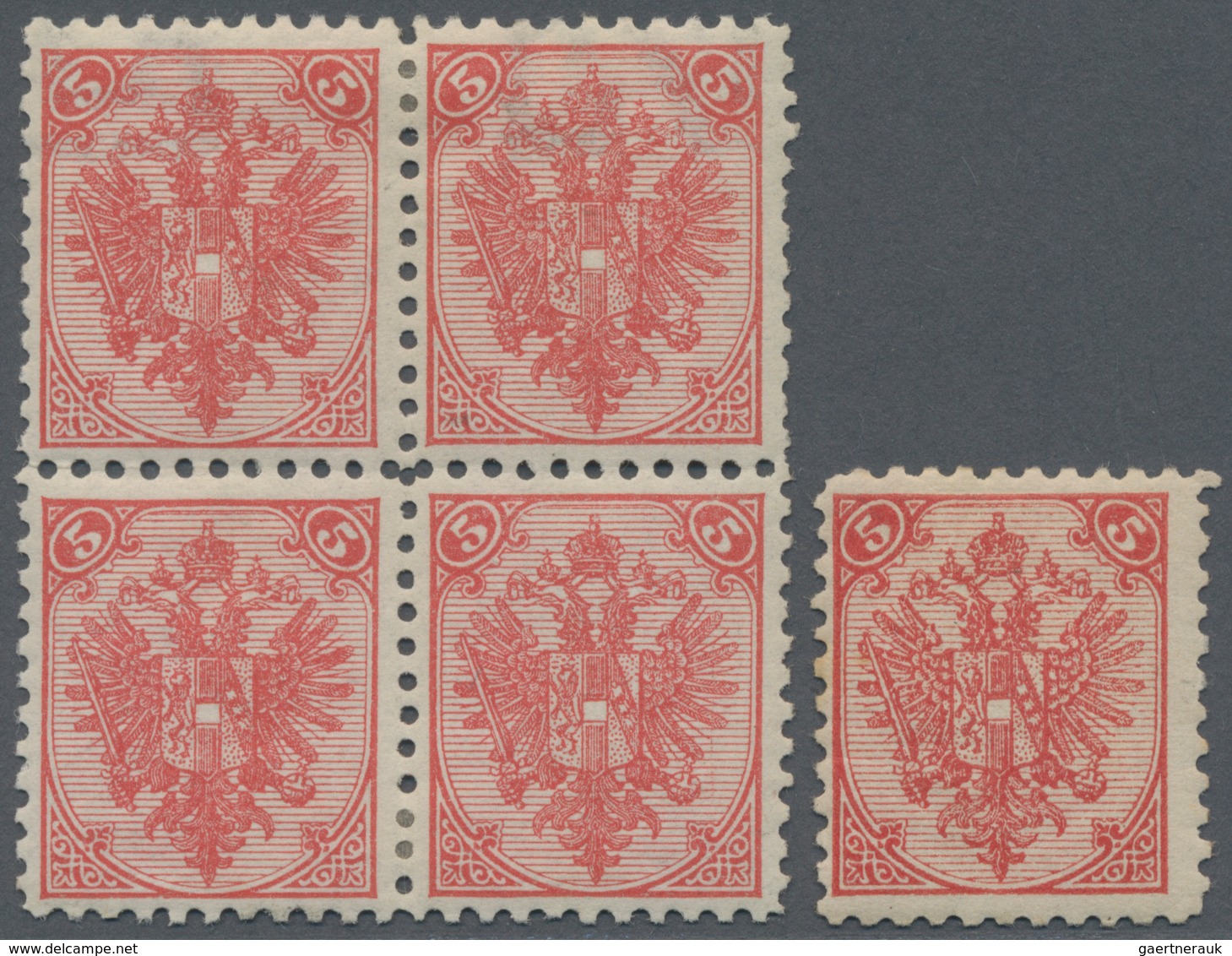 Bosnien Und Herzegowina: 1879/1899, Definitives "Double Eagle", 5kr. Red, Specialised Assortment Of - Bosnien-Herzegowina