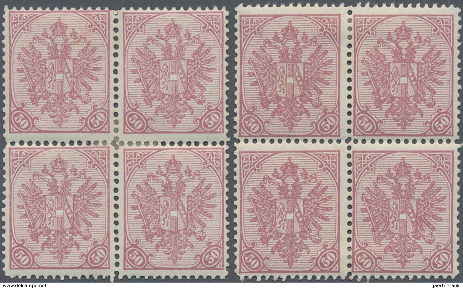 Bosnien Und Herzegowina: 1900, Definitives "Double Eagle", 50h. Lilac, Specialised Assortment Of 19 - Bosnia Herzegovina