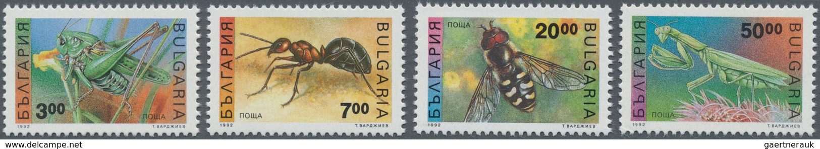 Bulgarien: 1992, Definitives ‚Insects‘ Set Of Four With 3l. Orthopteroidea, 7l. Formica Rufa, 20l. S - Cartas & Documentos