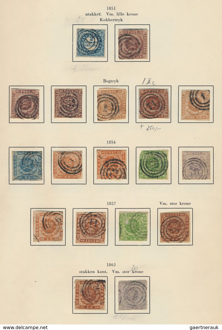 Dänemark: 1851-1970's: Collection Of Mint And Used Stamps In An Old Album, Starting With An Impressi - Cartas & Documentos