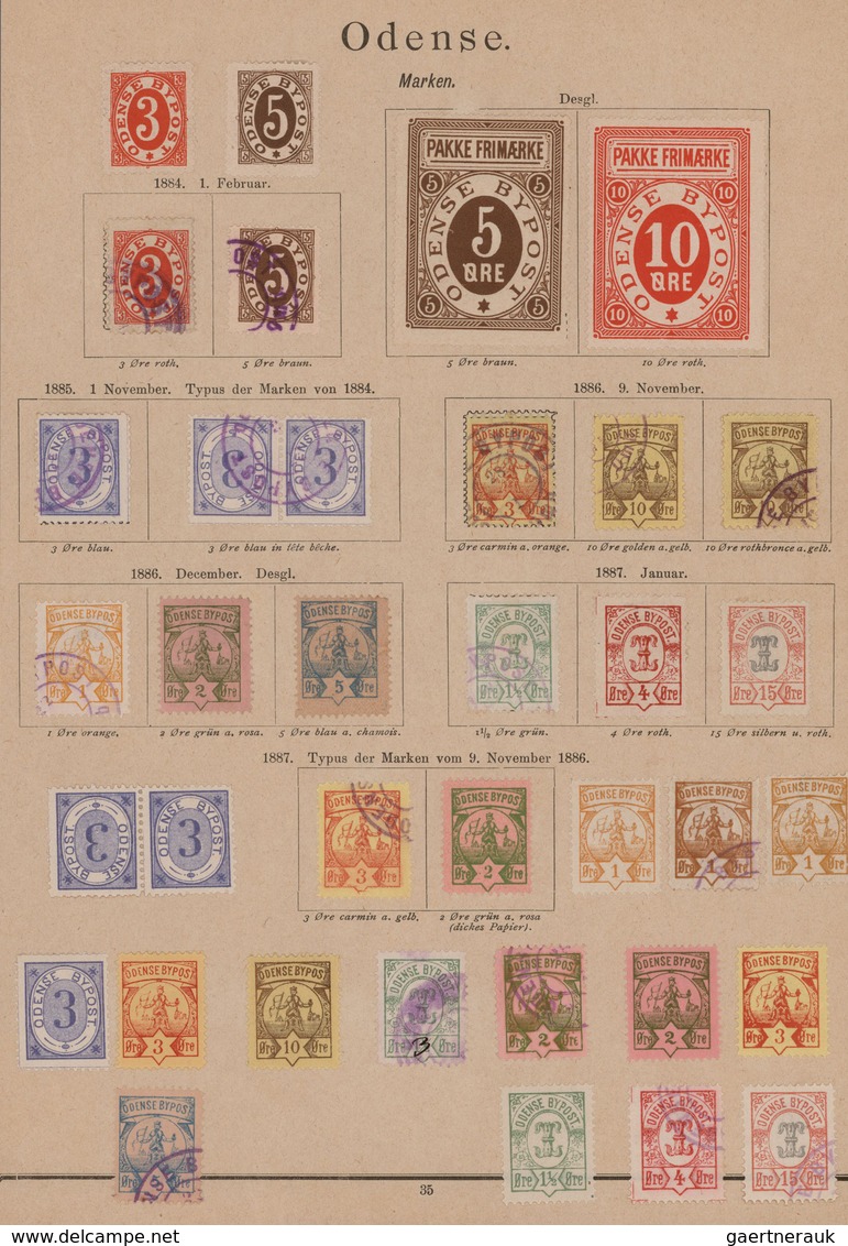 Dänemark: 1872-87 PRIVATE & LOCAL POST: Collection Of About 330 Private City Post Stamps In An Old A - Storia Postale