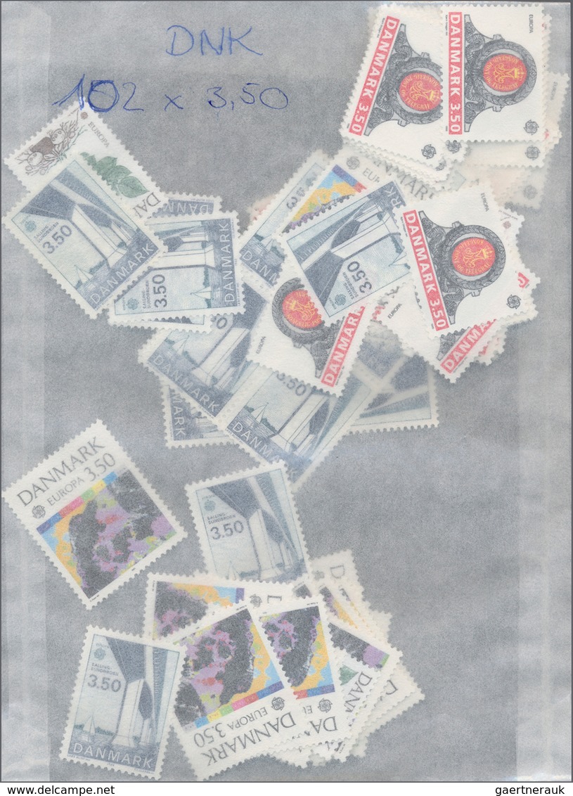 Dänemark: 1969/1992 (ca.), Stock Of The Europa Issues MNH, One Part Sorted By Issues And One By Sing - Covers & Documents