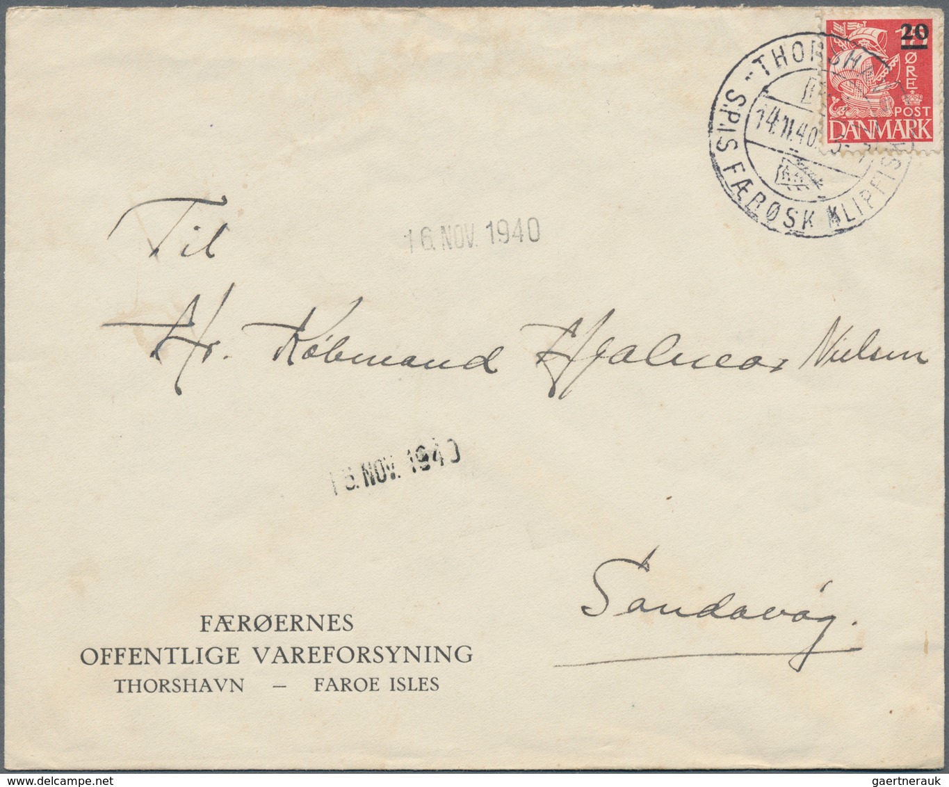 Dänemark - Färöer: 1939/1942, Lot Of Six Entires Mainly WWII Period, Incl. Three Covers Bearing Over - Islas Faeroes