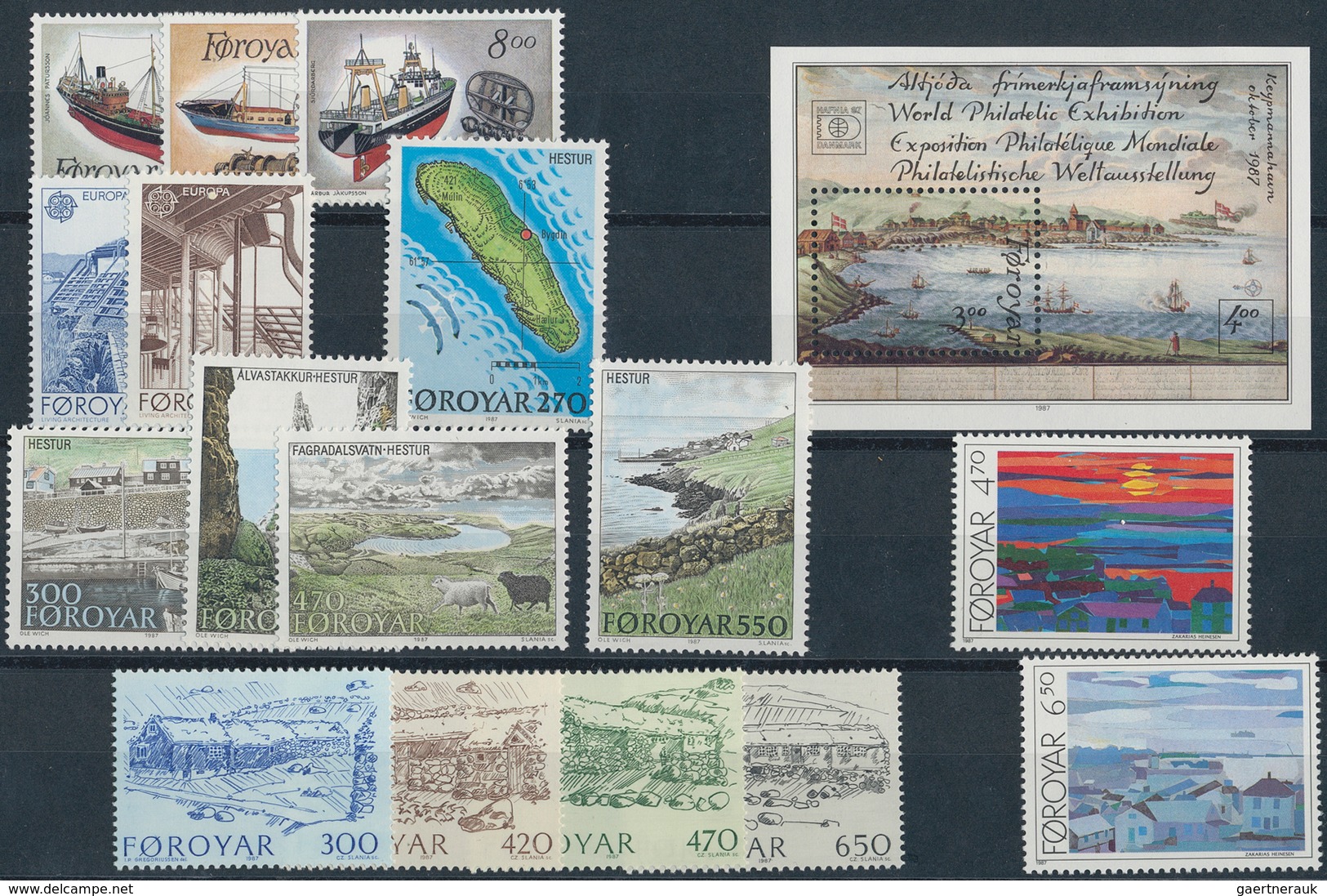 Dänemark - Färöer: 1987, Small Lot With 175 Year Sets 1987 In Glassines With One Set Each, Contains - Faroe Islands