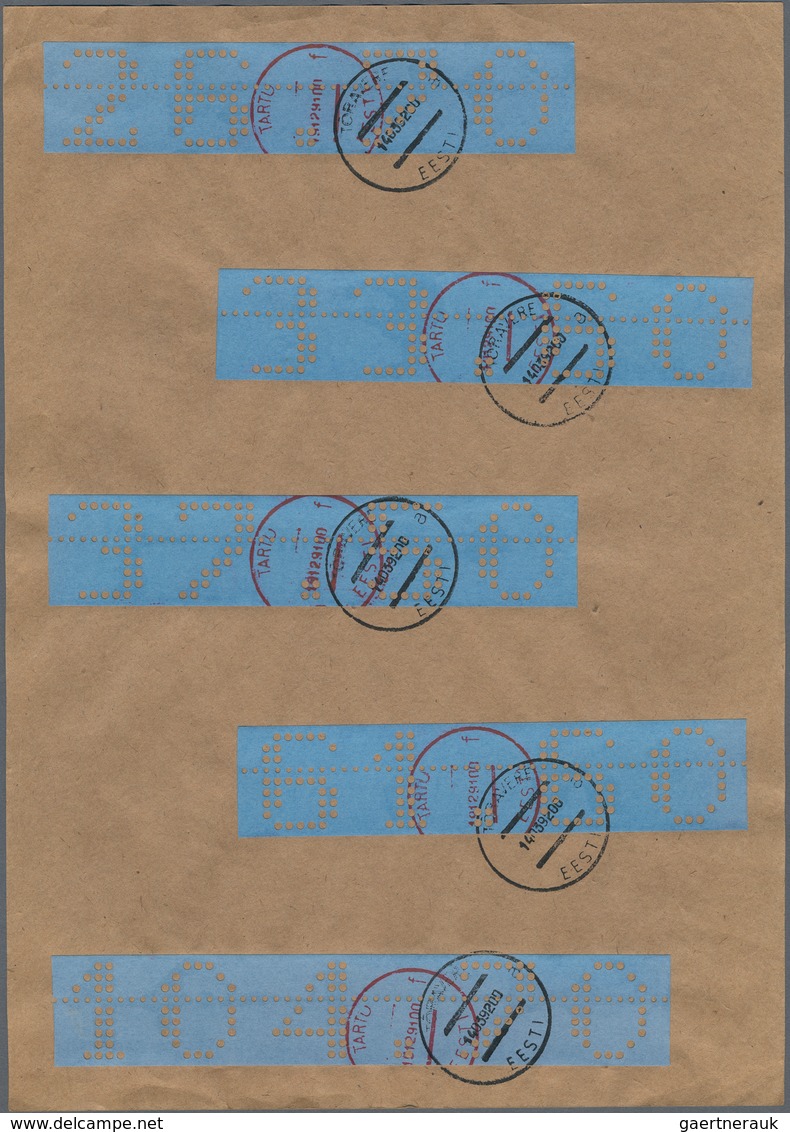 Estland - Lokalausgaben: Tartu (Dorpat): 1991, Lot Of Apprx. 90 Stamps (strips With Punched Inscript - Estonia