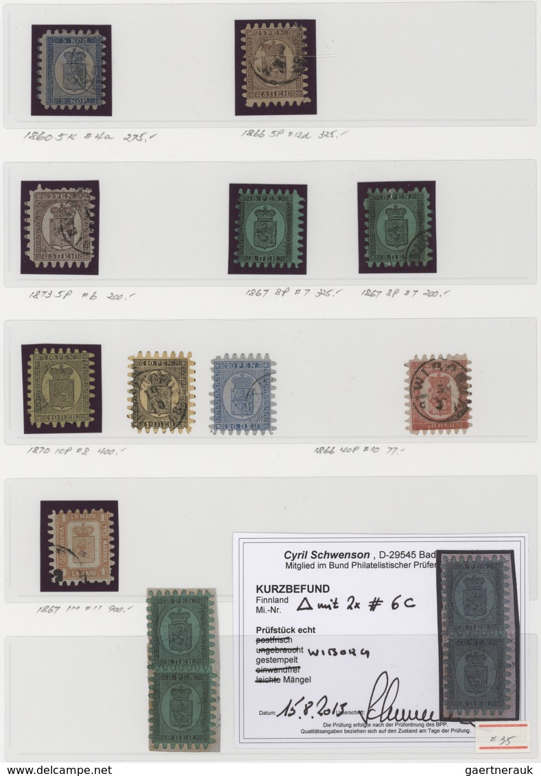 Finnland: 1860/1870 (ca.), Rouletted Issues, Lot Of Twelve (mainly Used) Stamps, Slightly Varied Con - Used Stamps