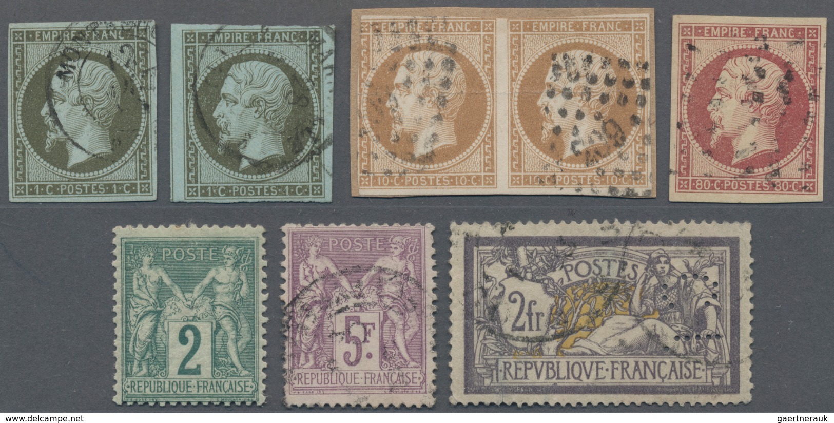 Frankreich: 1851-1940's Ca.: Assortment Of About 140 Stamps, Used, Few Mint, Mostly From The 19th Ce - Collections