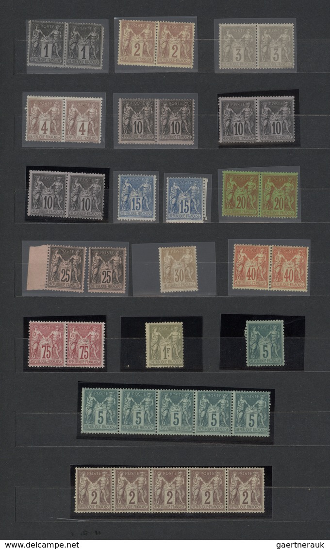 Frankreich: 1876/1900, Type Sage, Mint Assortment Of 82 Stamps Incl. Horizontal Pairs And Strips Of - Verzamelingen