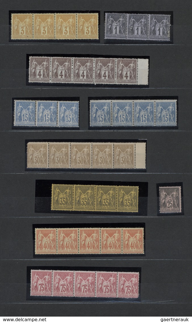 Frankreich: 1876/1900, Type Sage, Mint Assortment Of 82 Stamps Incl. Horizontal Pairs And Strips Of - Verzamelingen