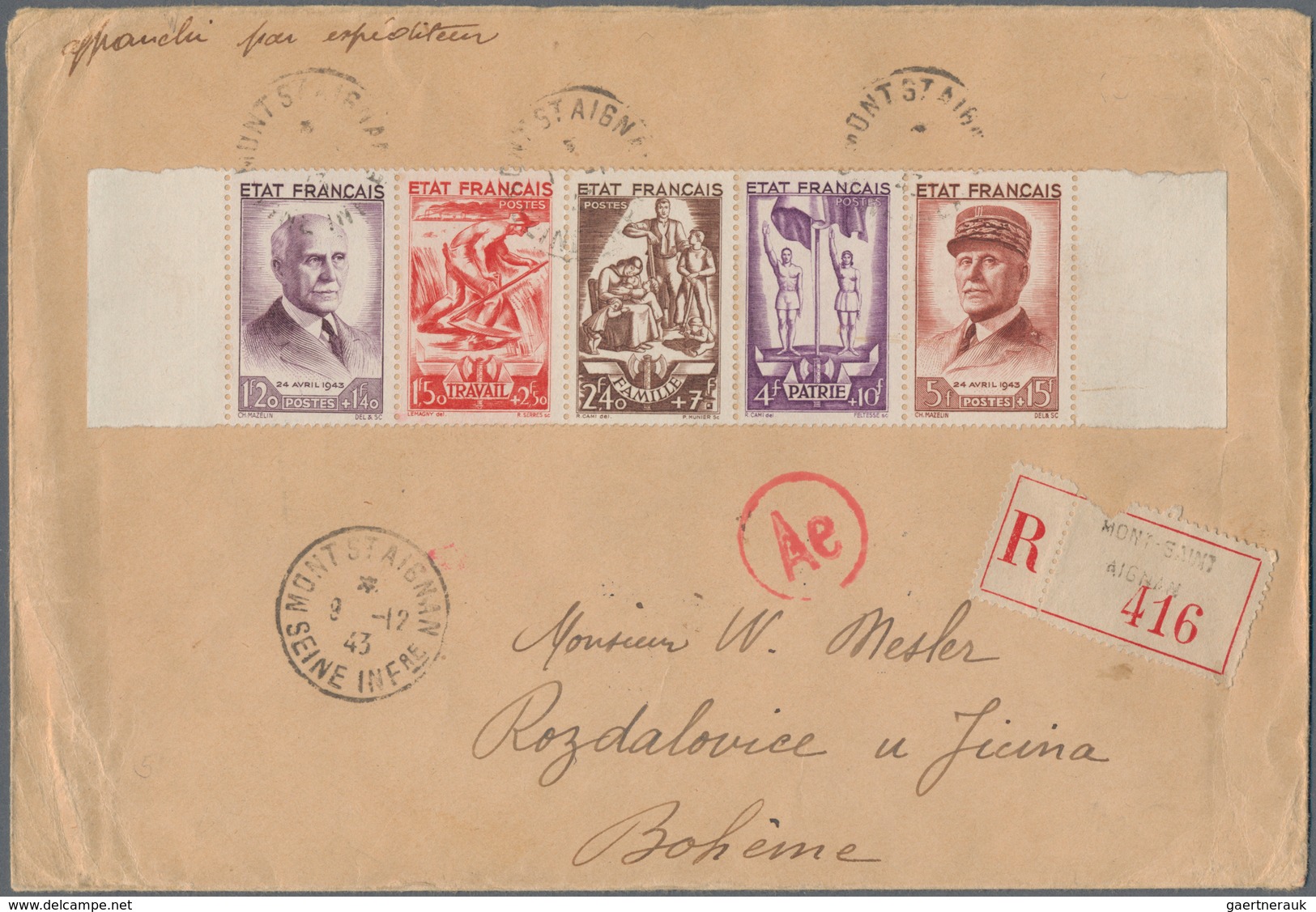 Frankreich: 1941/1945, Lot Of More Than 70 Commercial Covers/cards, E.g. Commemoratives, 1943 Petain - Sammlungen