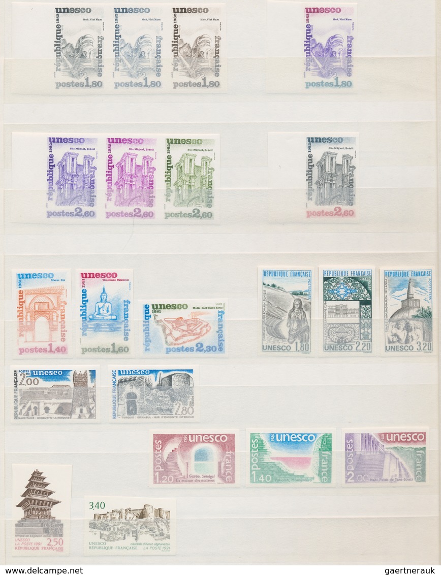 Frankreich - Dienstmarken Für Die UNESCO: 1975/1991, Collection Of 21 Imperforate Stamps, Six Imperf - Otros & Sin Clasificación