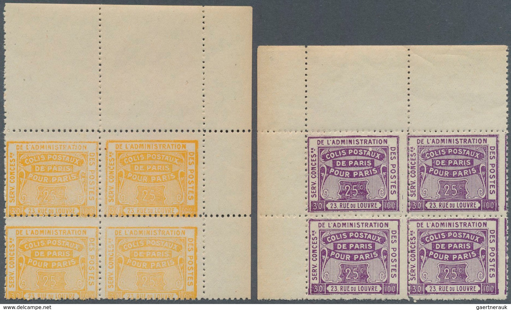 Frankreich - Postpaketmarken: 1919, Three Different Stamps 'COLIS POSTAUX DE PARIS POUR PARIS' All I - Sonstige & Ohne Zuordnung