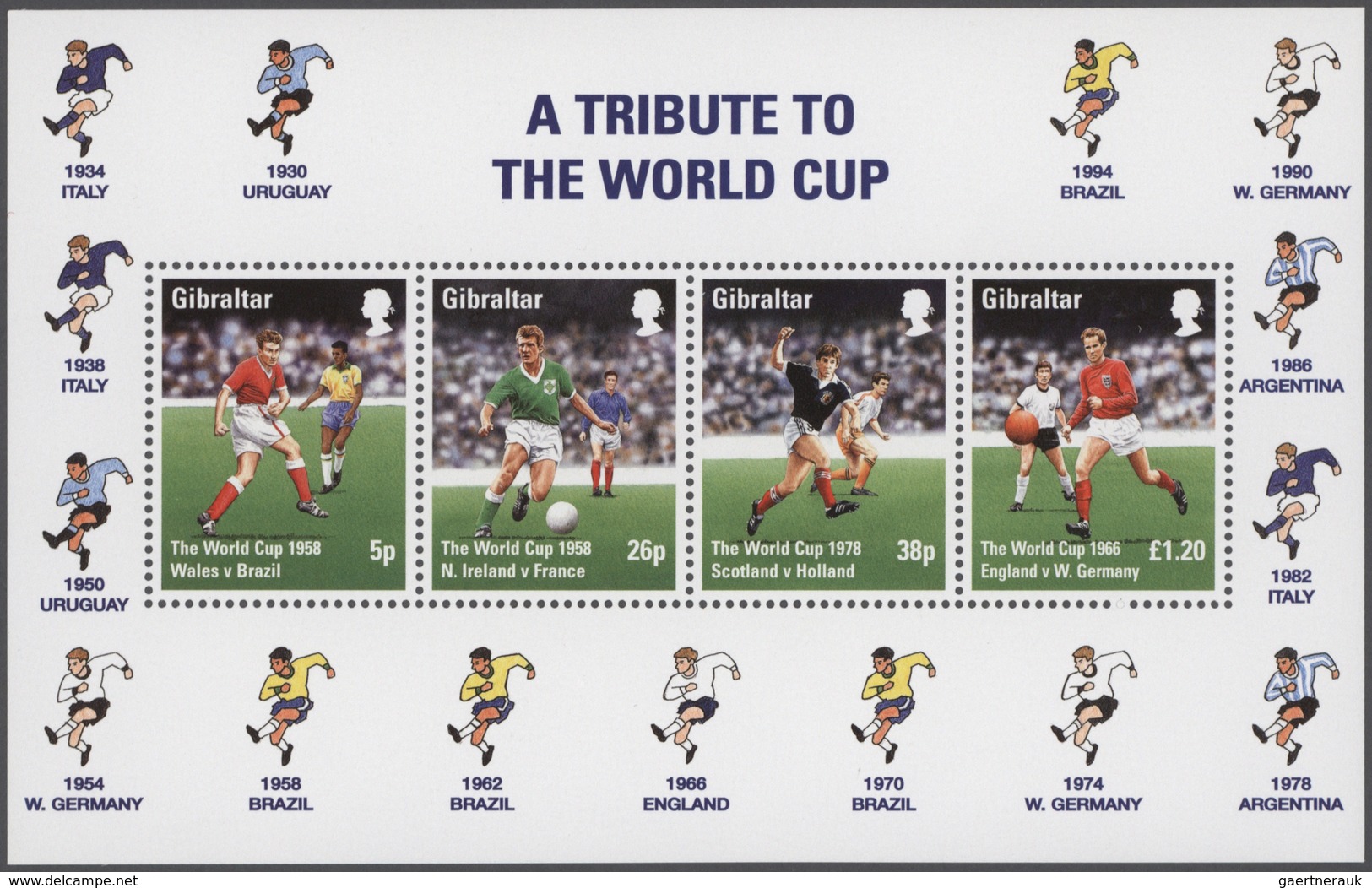 Gibraltar: 1998, Football World Championship 1998 (historiacal Matches), 1000 Copies Of The Souvenir - Gibraltar