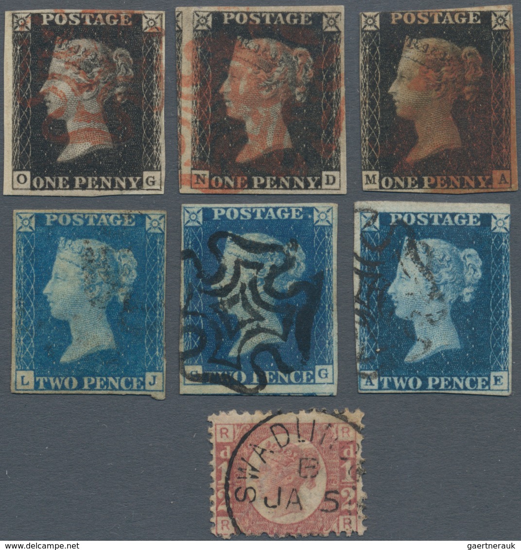Großbritannien: 1840-1870, Collection Of 56 Early Queen Victoria Stamps, All Used Singles, With Thre - Otros & Sin Clasificación