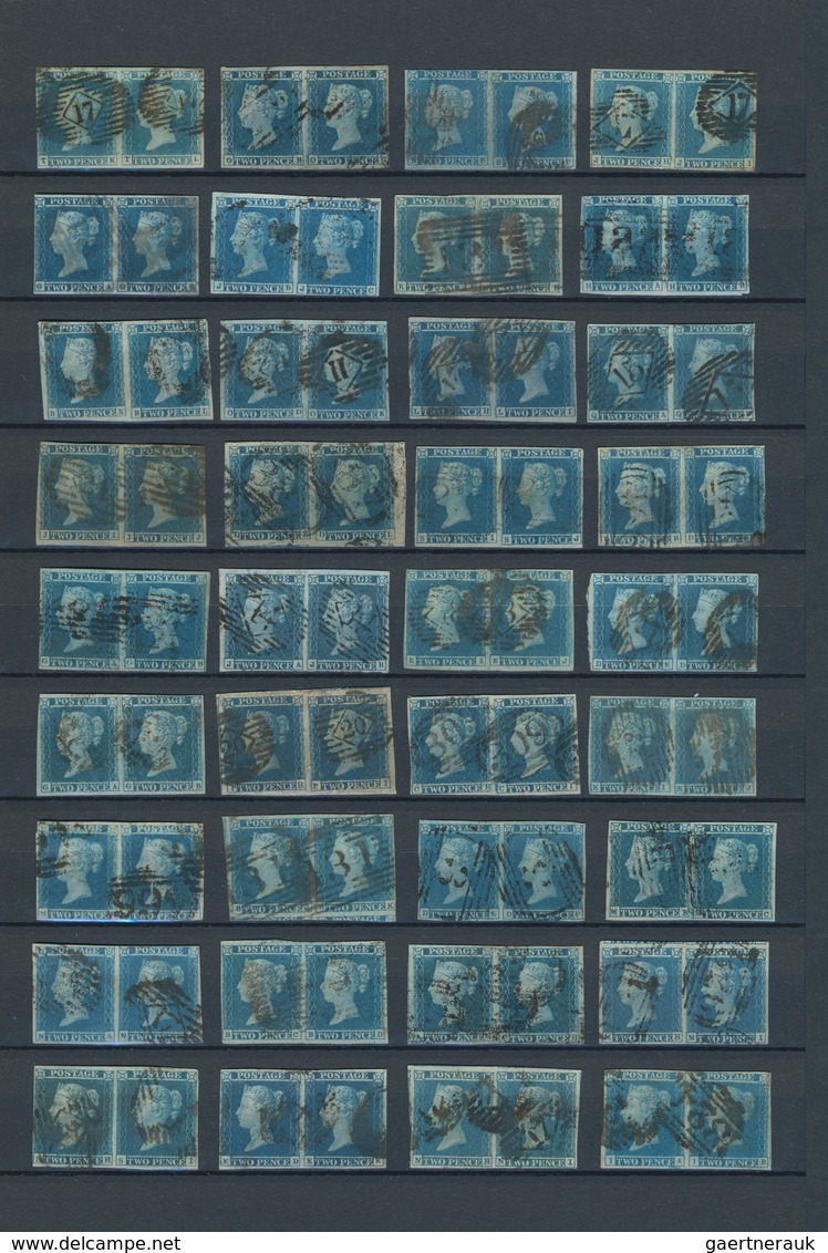 Großbritannien: 1844/1850 (ca.), 2d. Blue "white Lines", Assortment Of 37 Horizontal Pairs With Good - Otros & Sin Clasificación