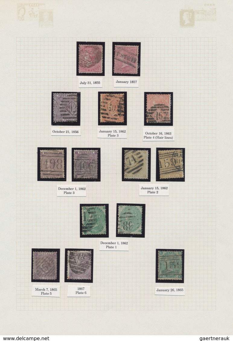 Großbritannien: 1855/1882, Surface-printed Issues, Used Collection Of 79 Stamps, Neatly Arranged On - Otros & Sin Clasificación