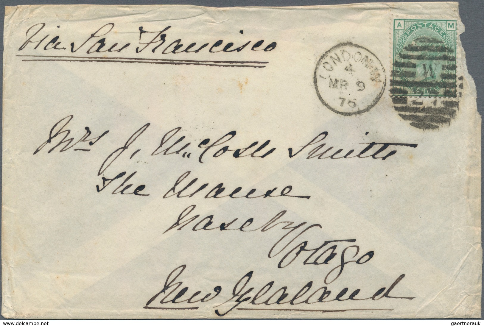 Großbritannien: 1860/1882 (ca.), accumulation with 18 covers addressed to NEW ZEALAND with many diff