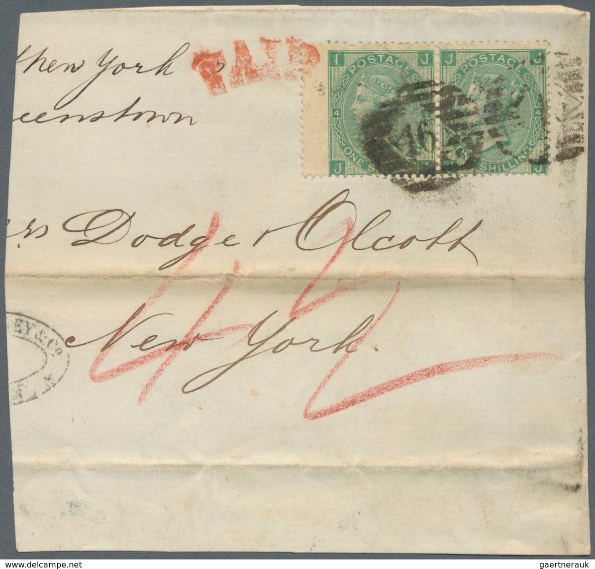 Großbritannien: 1865/1869, Assortment Of 74 Fronts/large Fragments Each Franked With 84 Copies 1s. G - Other & Unclassified