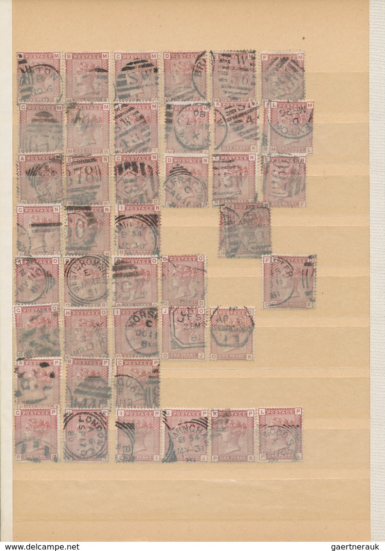 Großbritannien: 1880/1884, PLATE RECONSTRUCTIONS, 1d. Venetian Red (SG 166) 190 Used Stamps And 21/2 - Other & Unclassified