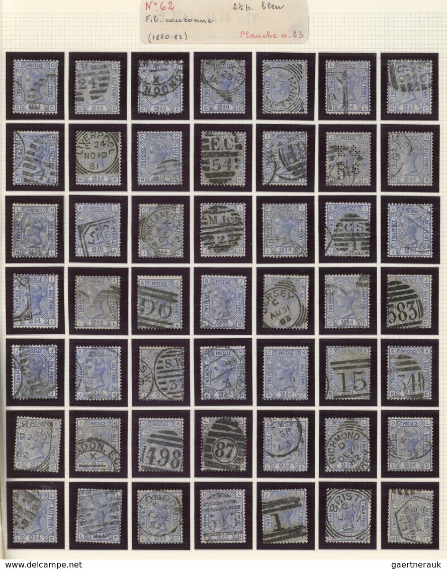 Großbritannien: 1881, 2½d. Blue Wm Crown, Assortment Of 379 Used Stamps: Plate 21 (70), Plate 22 (15 - Otros & Sin Clasificación