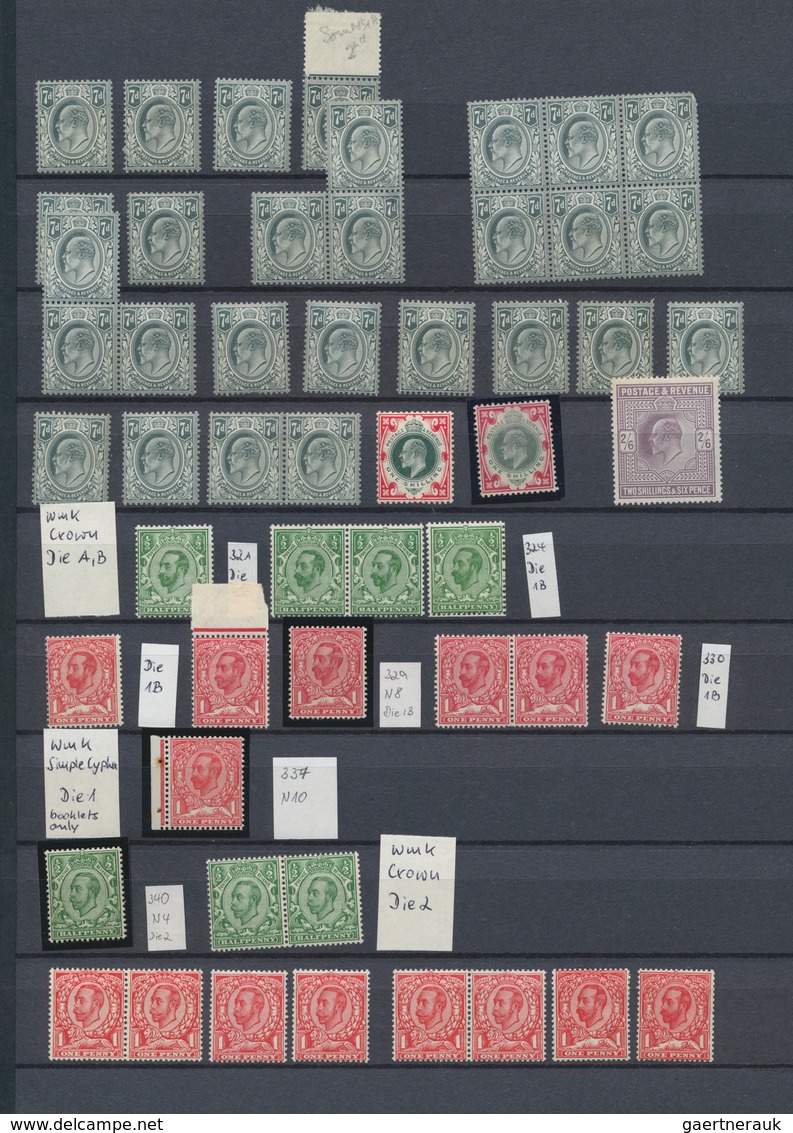 Großbritannien: 1902/1924, KEVII+KGV, Specialised Mint Assortment Of Apprx. 350 Stamps On Stockpages - Sonstige & Ohne Zuordnung