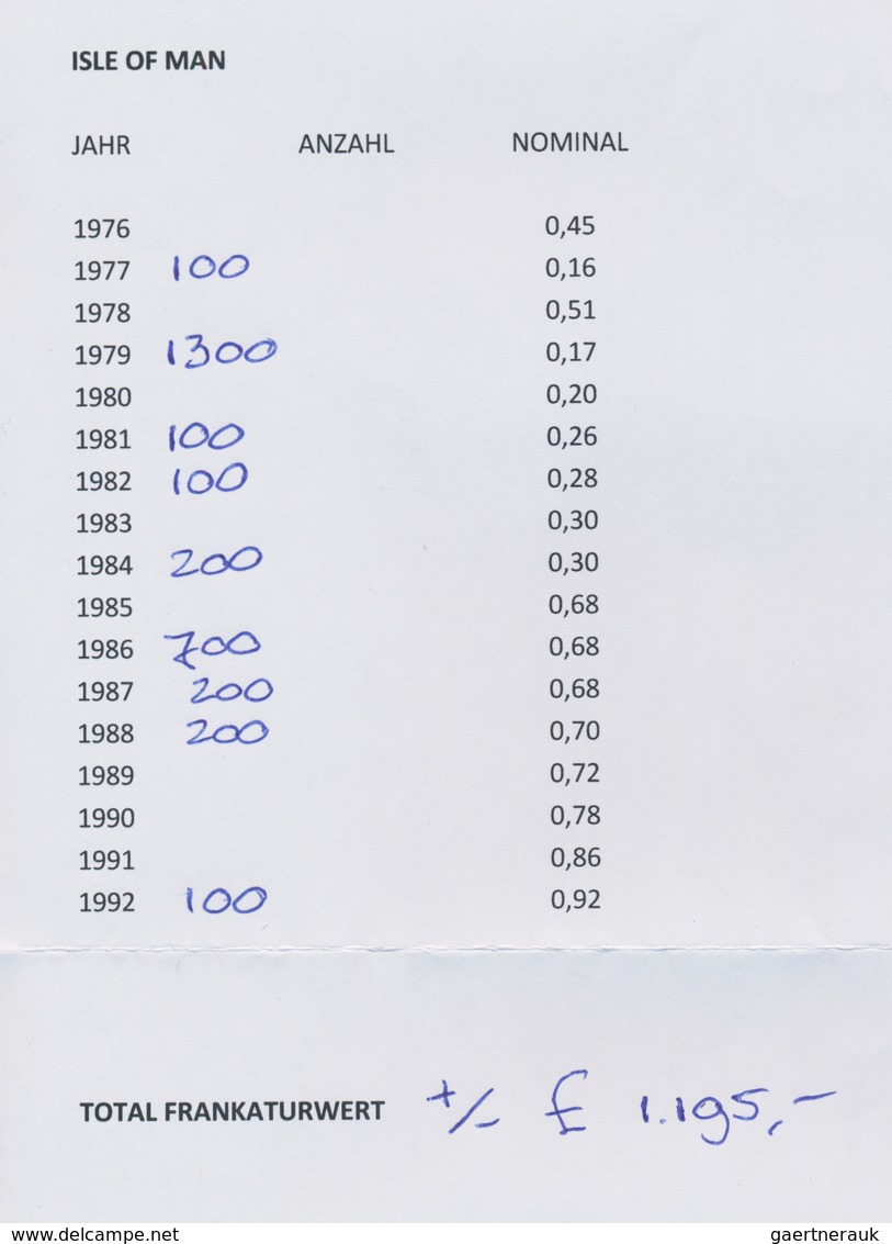 Großbritannien - Isle Of Man: 1977/1992, Stock Of The Europa Issues MNH. One Part Sorted By Issues A - Isla De Man