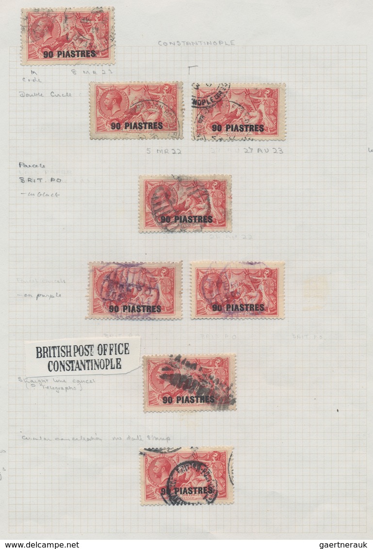 Britische Post In Der Türkei: 1921/22: Sepcialised Collection Of Shades And Cancelations, Written-up - Sonstige & Ohne Zuordnung