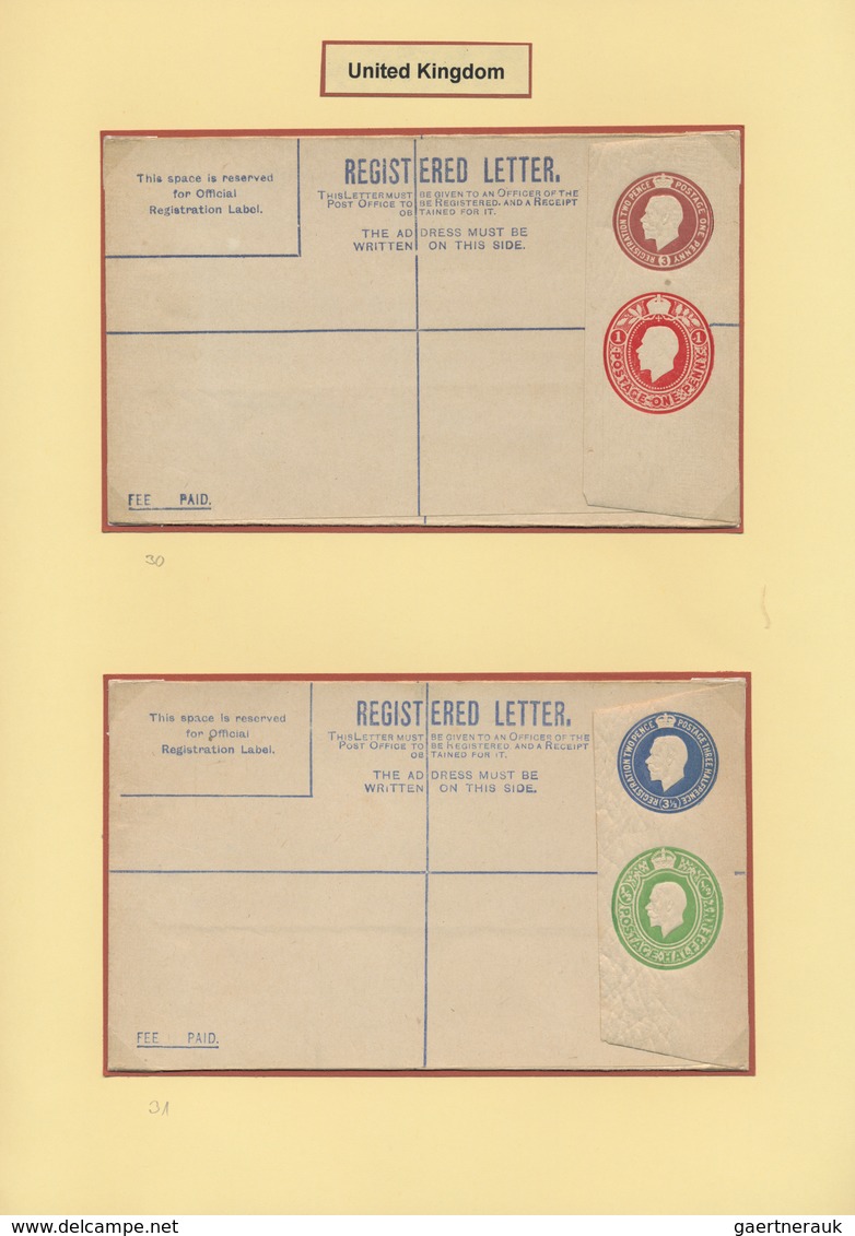 Großbritannien - Ganzsachen: 1878/1982, REGISTERED ENVELOPES, deeply specialised and comprehensive c