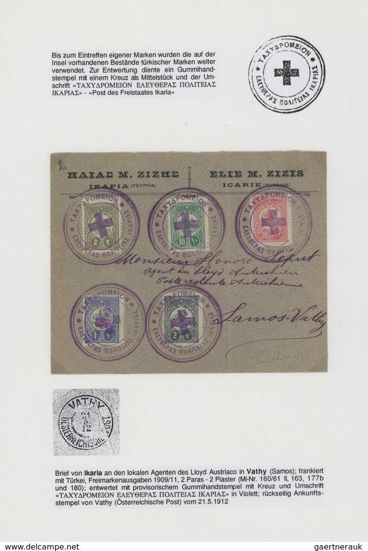Ikarien: 1912/1913, Interesting Collection With Ca.40 Stamps Including 4 Covers On Pages, Comprising - Karia