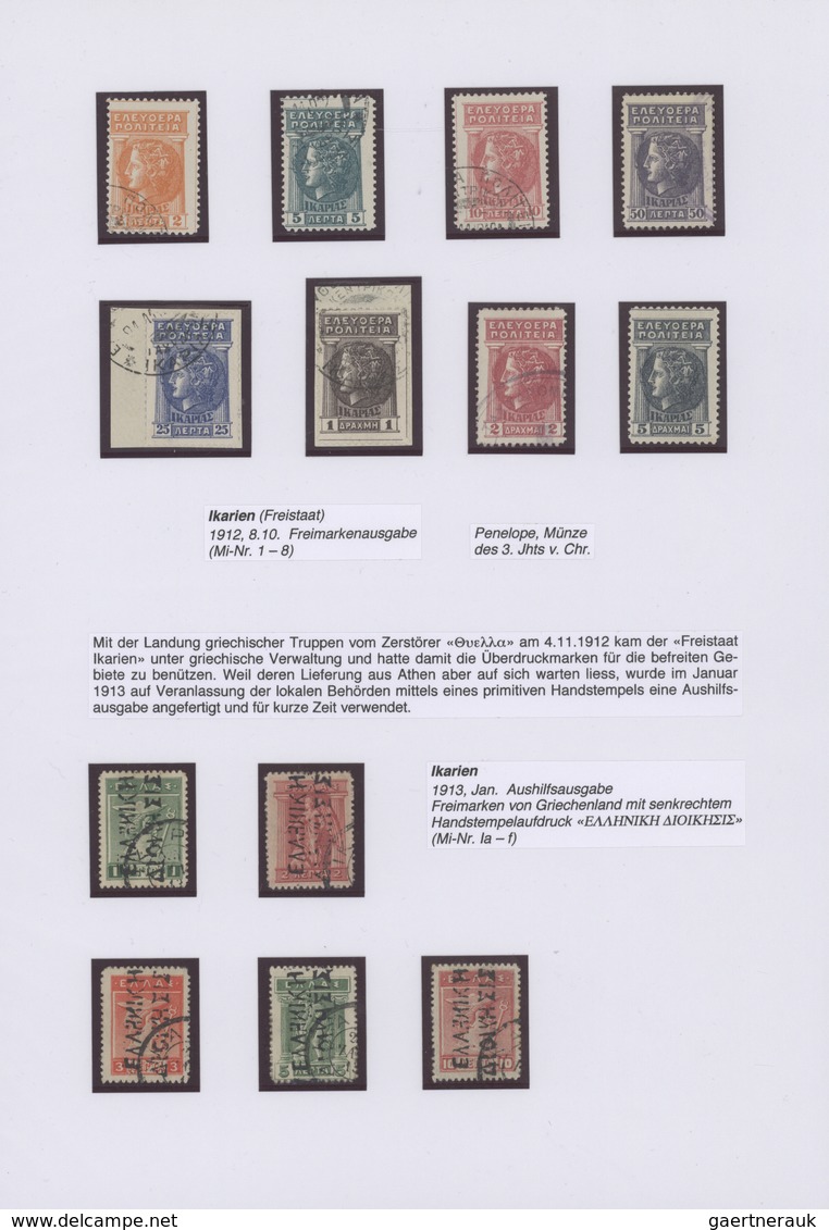 Ikarien: 1912/1913, Interesting Collection With Ca.40 Stamps Including 4 Covers On Pages, Comprising - Ikarien