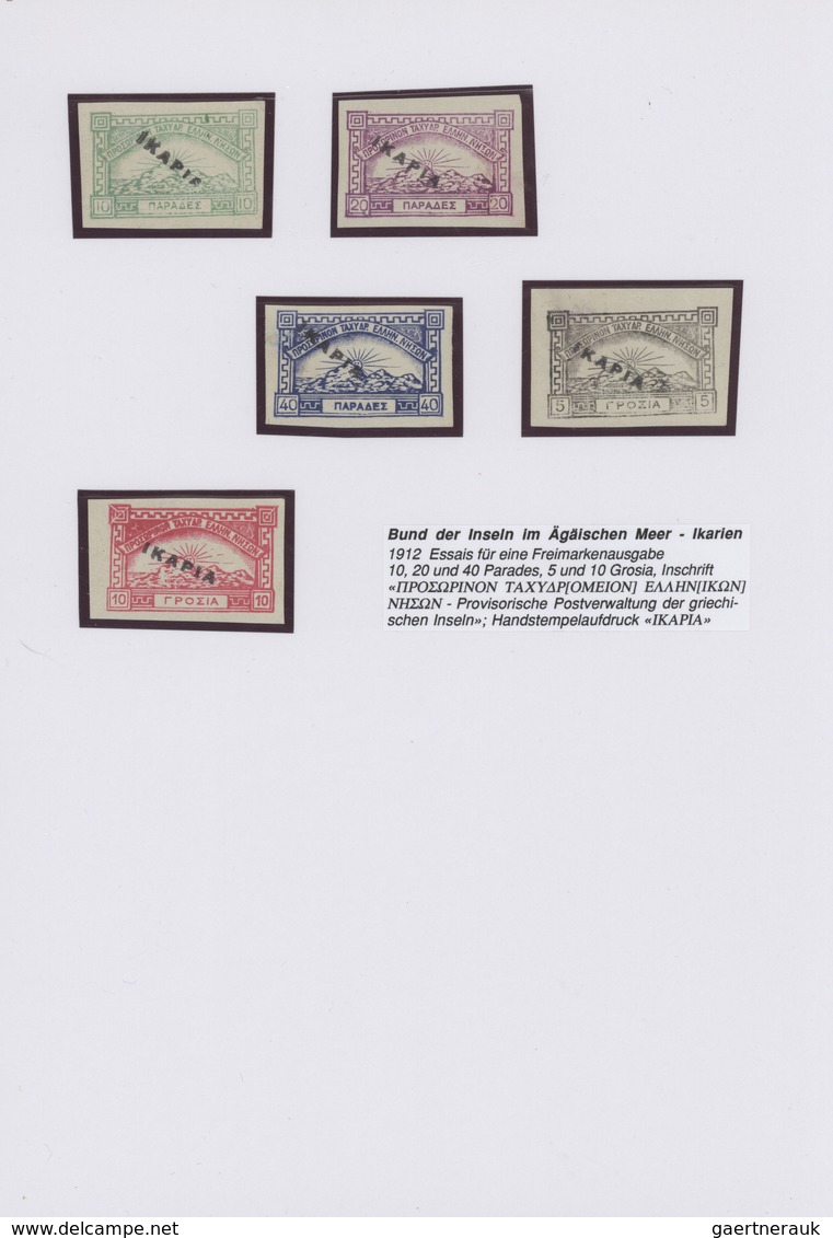 Ikarien: 1912/1913, Interesting Collection With Ca.40 Stamps Including 4 Covers On Pages, Comprising - Karia