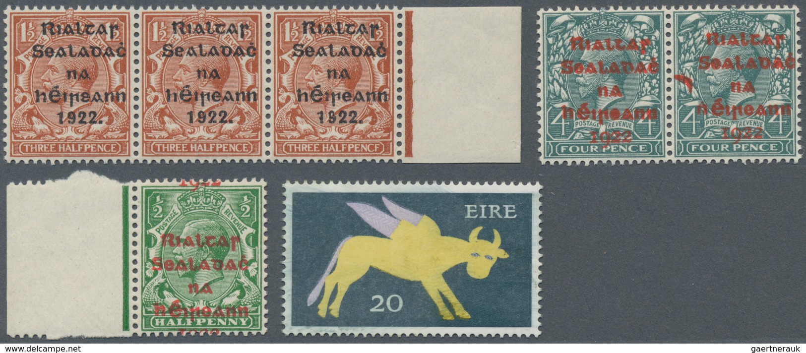 Irland: 1922/1971, Mint Assortment Of Varieties Incl. Proof PR9 Marginal Copy, T10d "banana Flaw" Wi - Unused Stamps