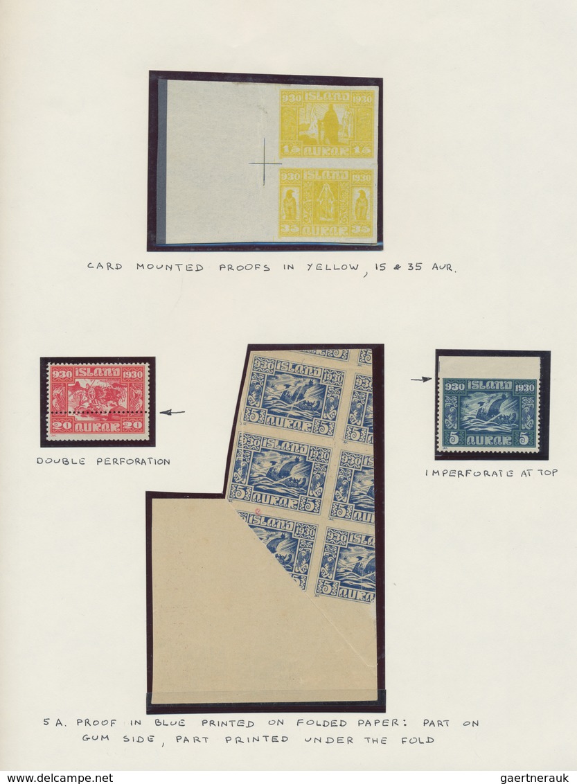 Island: 1930, Allthing, Specialised Collection Of Apprx. 100 Stamps, Comprising The Normal Set, Proo - Autres & Non Classés