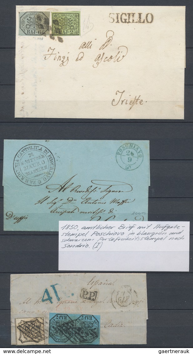 Italien - Altitalienische Staaten: Kirchenstaat: 1850/1870, Collection Of 18 Lettersheets (one Stamp - Estados Pontificados