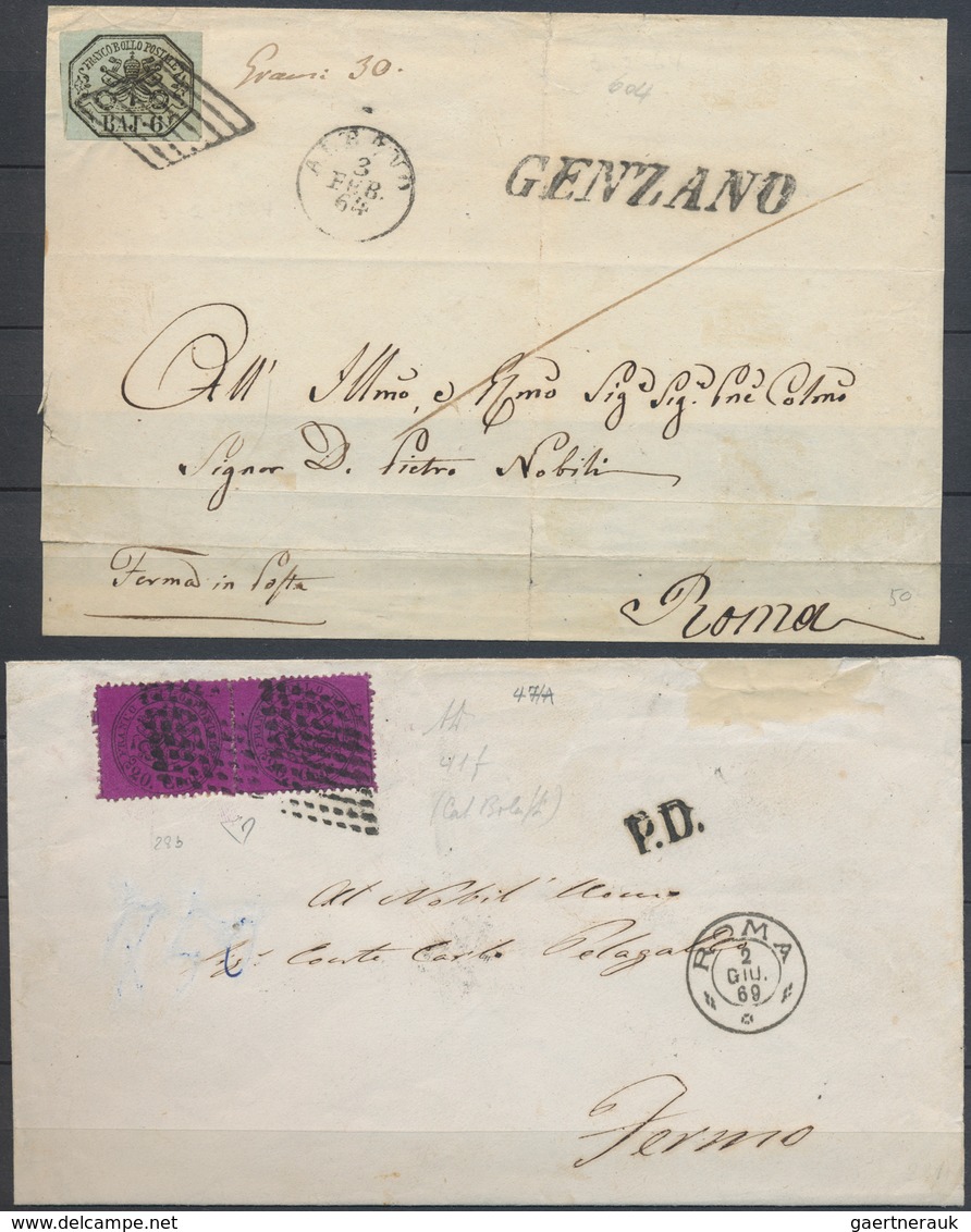 Italien - Altitalienische Staaten: Kirchenstaat: 1850/1870, Collection Of 18 Lettersheets (one Stamp - Papal States