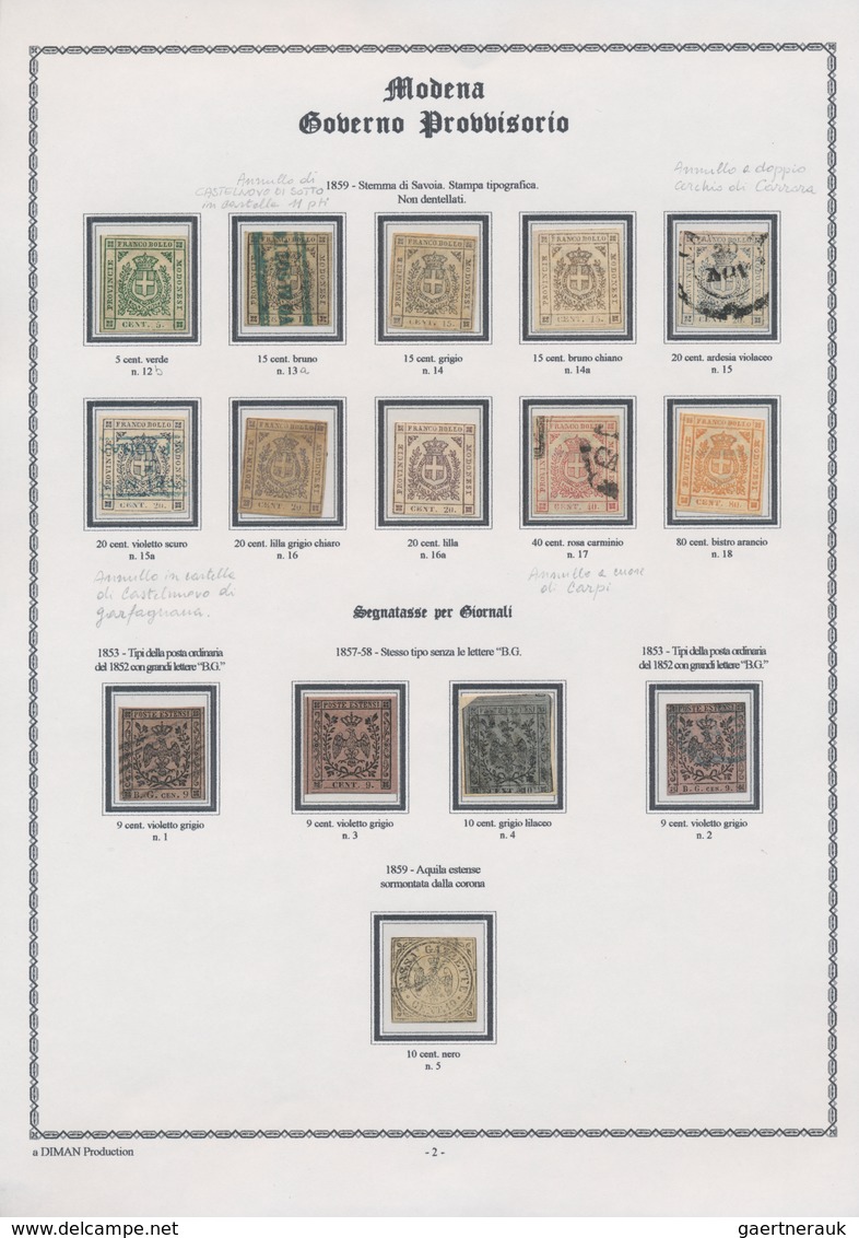 Italien - Altitalienische Staaten: Modena: 1852/1859, Mainly Used Collection Of 29 Stamps On Written - Modena