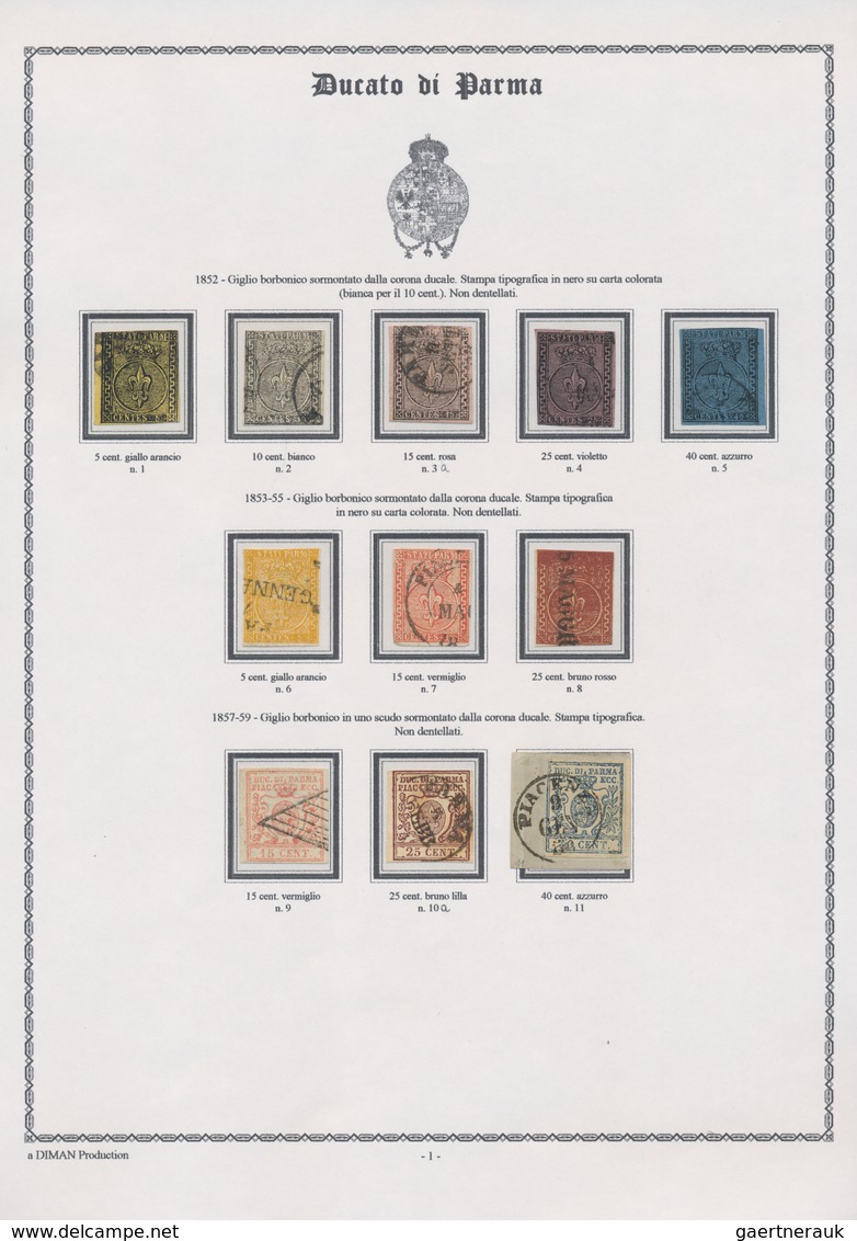 Italien - Altitalienische Staaten: Parma: 1852/1859, Used And Mint Collection Of 22 Stamps On Writte - Parma
