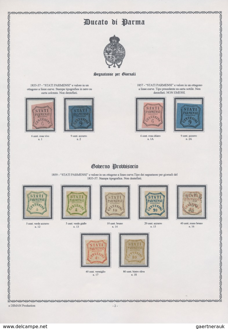 Italien - Altitalienische Staaten: Parma: 1852/1859, Used And Mint Collection Of 22 Stamps On Writte - Parme