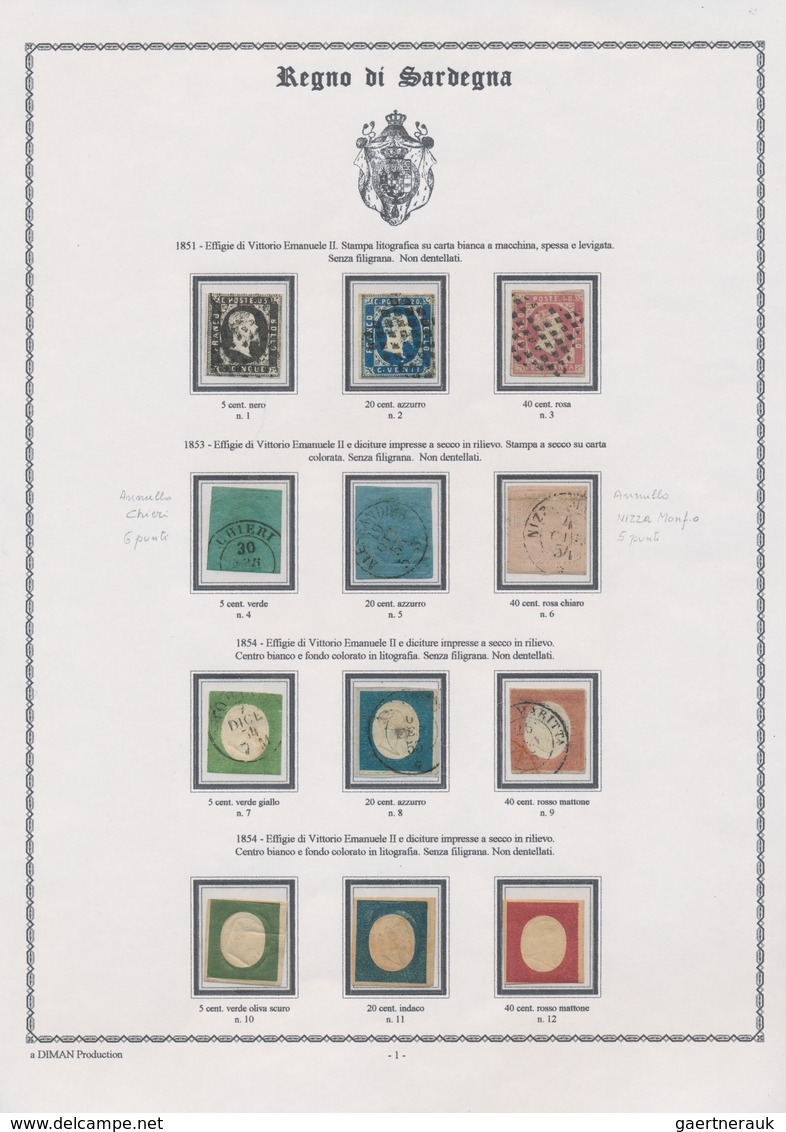 Italien - Altitalienische Staaten: Sardinien: 1851/1863, Mainly Used Collection Of 179 Stamps On Wri - Sardinien