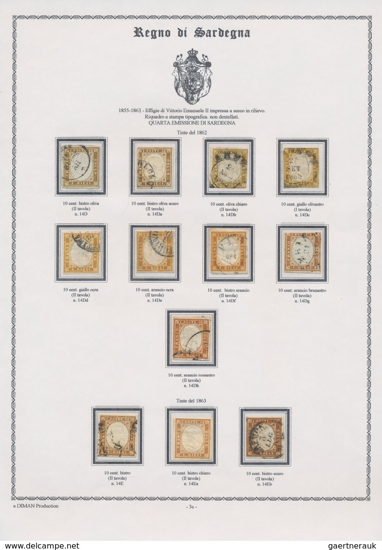 Italien - Altitalienische Staaten: Sardinien: 1851/1863, Mainly Used Collection Of 179 Stamps On Wri - Sardaigne