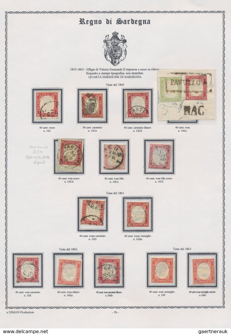 Italien - Altitalienische Staaten: Sardinien: 1851/1863, mainly used collection of 179 stamps on wri