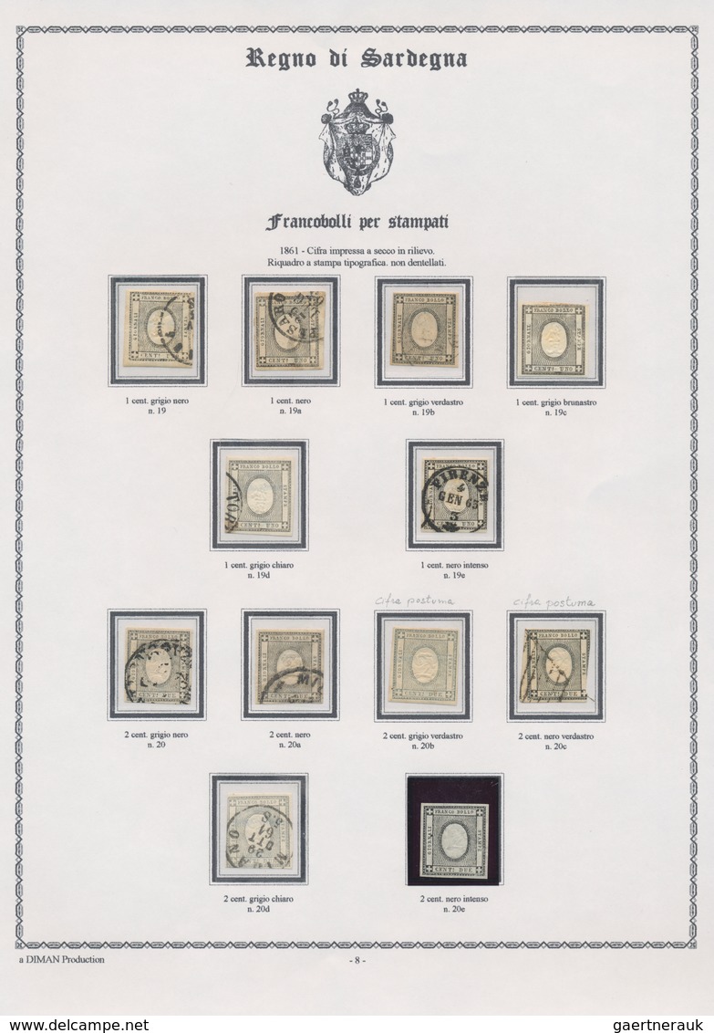 Italien - Altitalienische Staaten: Sardinien: 1851/1863, mainly used collection of 179 stamps on wri