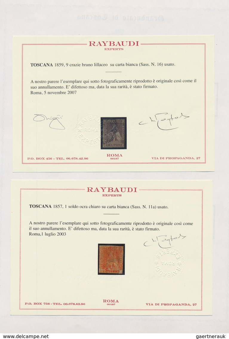 Italien - Altitalienische Staaten: Toscana: 1851/1860, Used Collection Of 22 Stamps On Written Up Al - Toscana