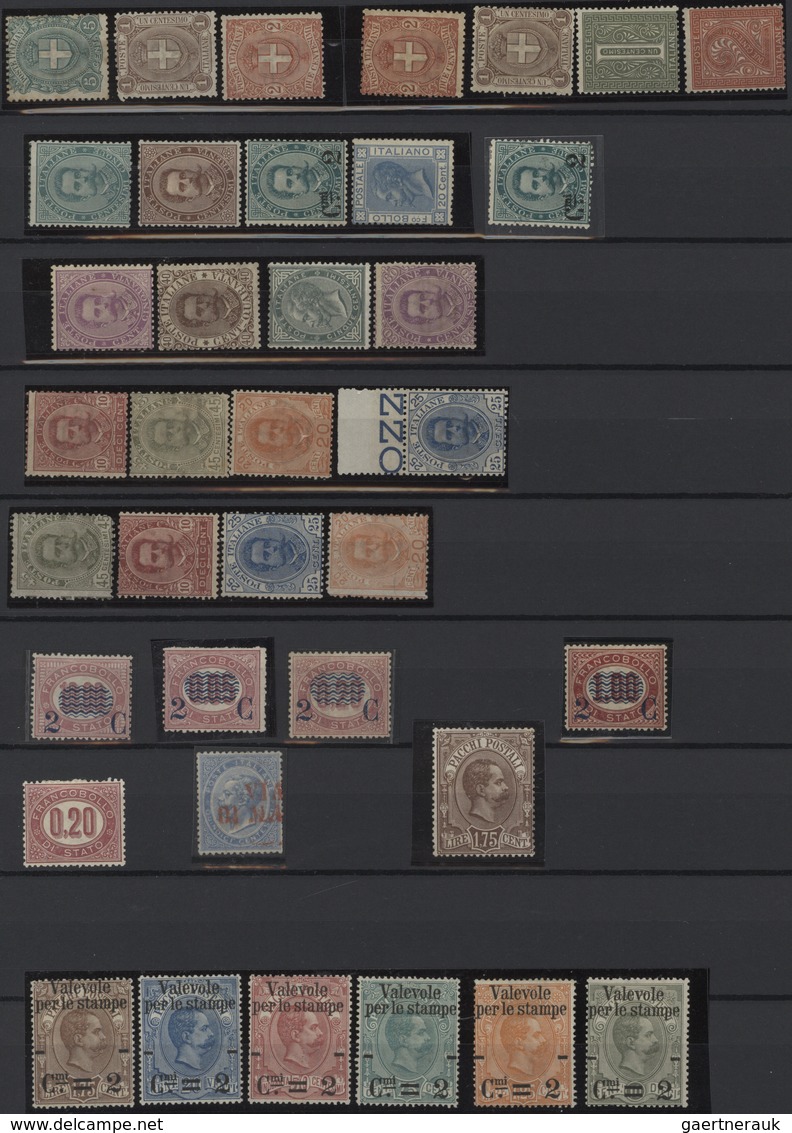 Italien: 1851-1930's Ca.: Assortment And Collection Of Mint And Used Stamps, Starting With About 200 - Colecciones