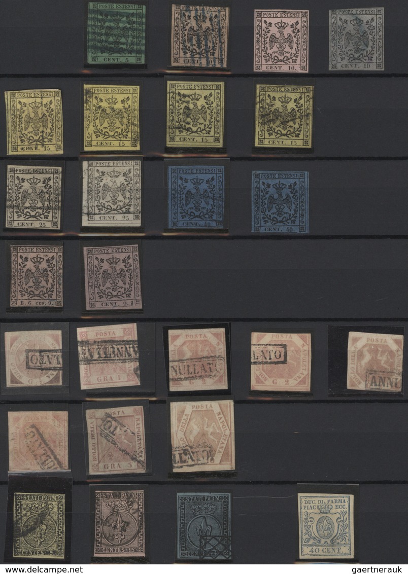 Italien: 1851-1930's Ca.: Assortment And Collection Of Mint And Used Stamps, Starting With About 200 - Colecciones